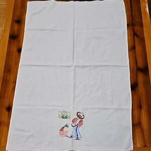 Embroidered White Tea Towel